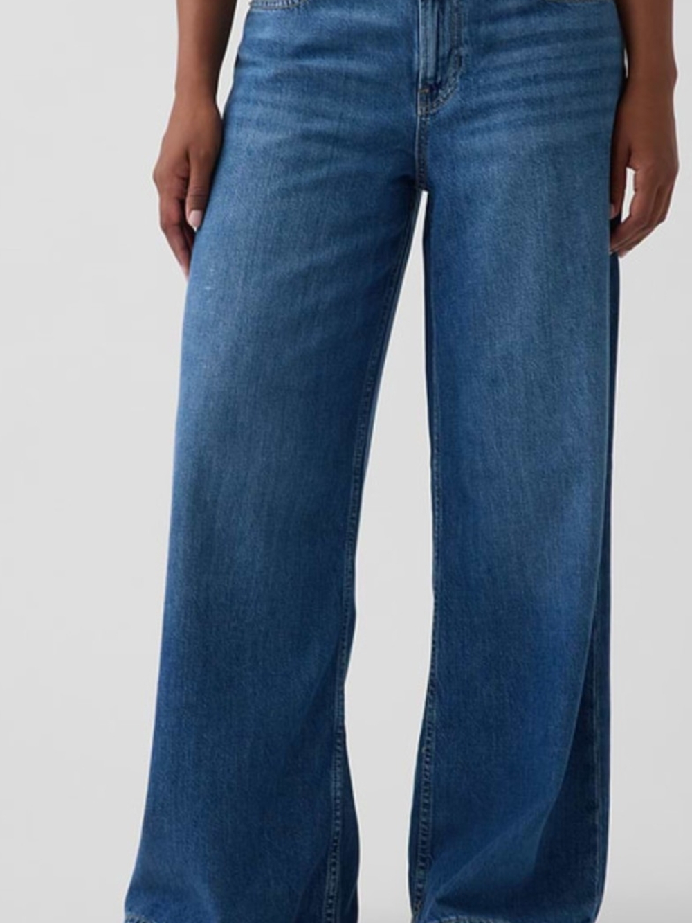 GAP Women's Curvy Baggy mid rise Wide-Leg Jeans 28 short ultra soft denim